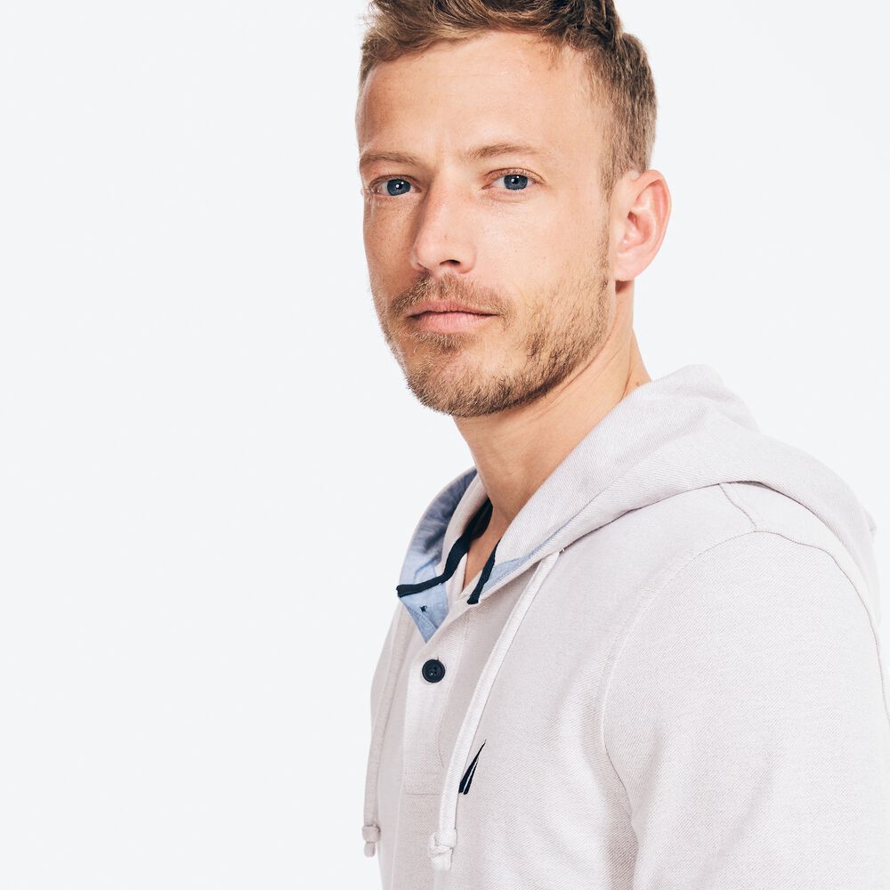 HOODED LONG-SLEEVE T-SHIRT,Grey Heather,large