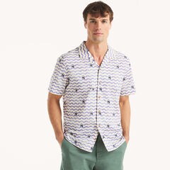 JAWS x Nautica Printed Short-Sleeve Camp Shirt,Purple Pennant,large