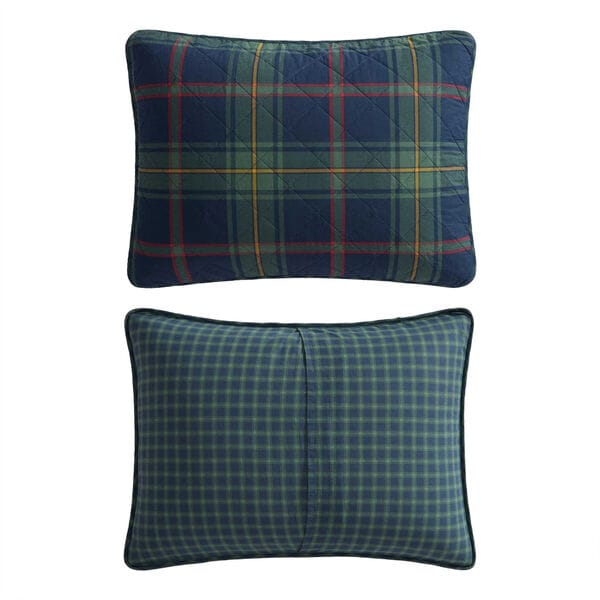 Preston Blue Plaid Full/Queen Quilt Set 