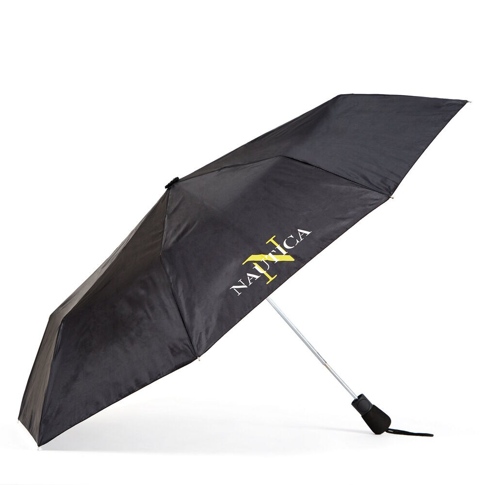 Auto-Open Compact Umbrella with Logo Accents,True Black,large