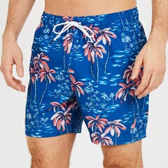 Palm Tree Full-Elastic Swim Shorts,J Navy,large