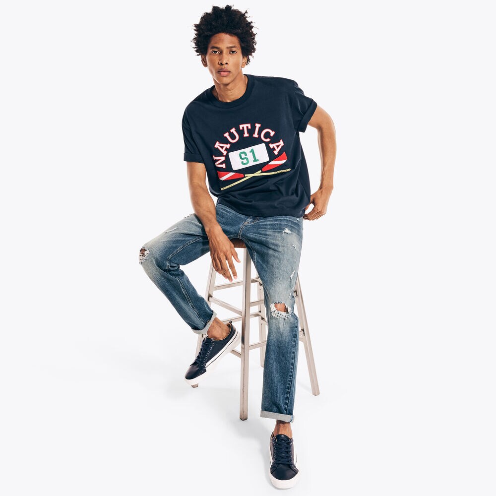 URBAN NECESSITIES X NAUTICA GRAPHIC T-SHIRT,Navy,large