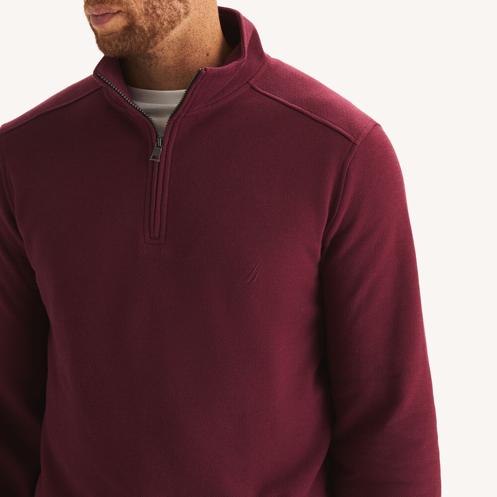 Big & Tall Quarter-Zip Fleece Sweatshirt,Zinfandel,large
