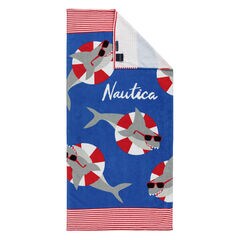 KIDS' SHARK WITH SUNGLASSES BEACH TOWEL,Crystal Bay Blue,large