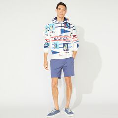CLASSIC FIT PRINTED PULLOVER HOODIE,Sail White,large