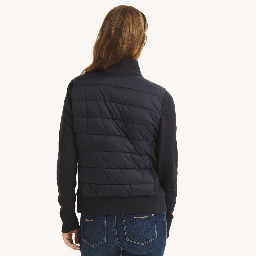 Sweater Quilted Jacket,Navy,large