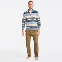 FAIR ISLE QUARTER-ZIP SWEATER,Anchor Blue Heather,large