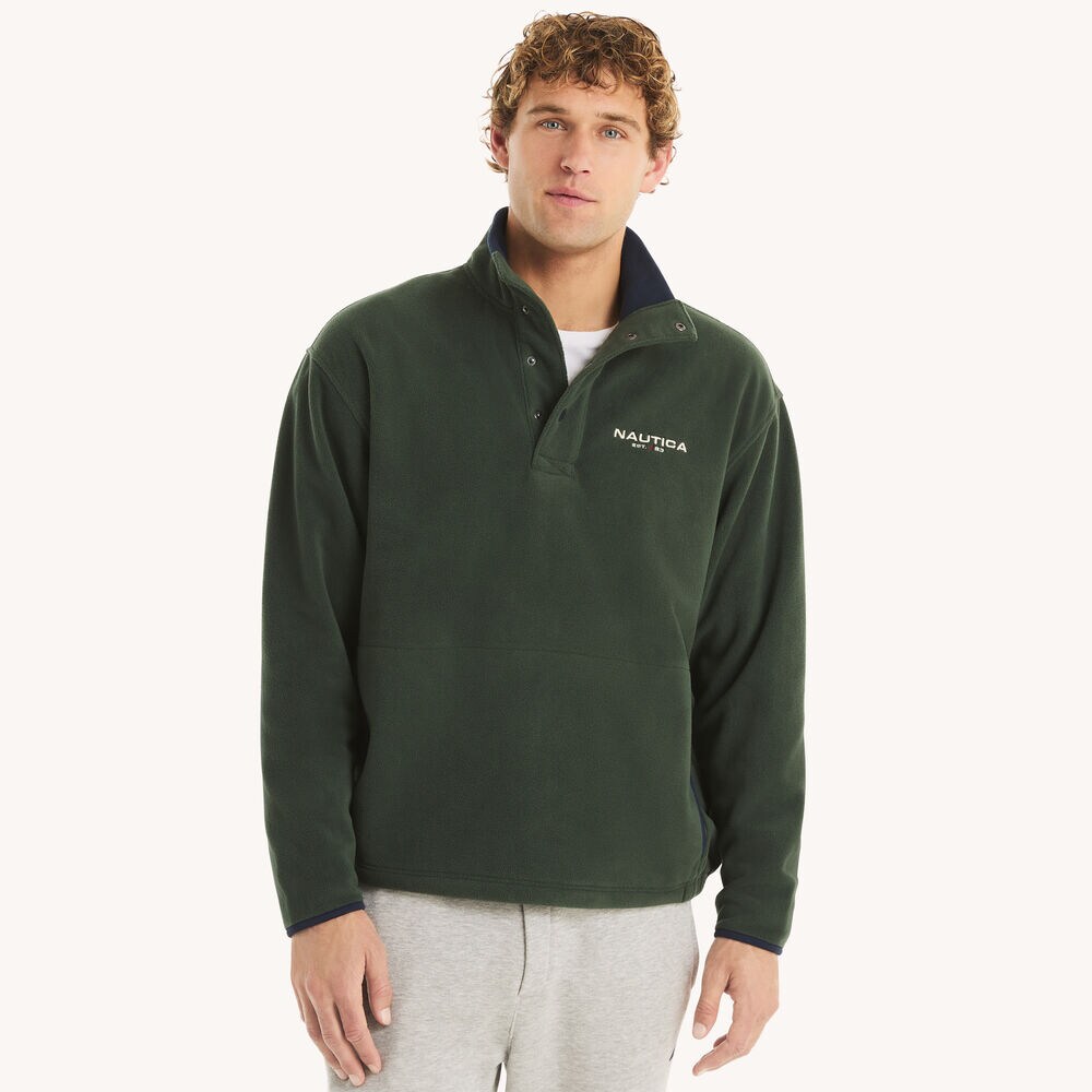 Nautex Fleece Mock-Neck Pullover,Galley Green,large