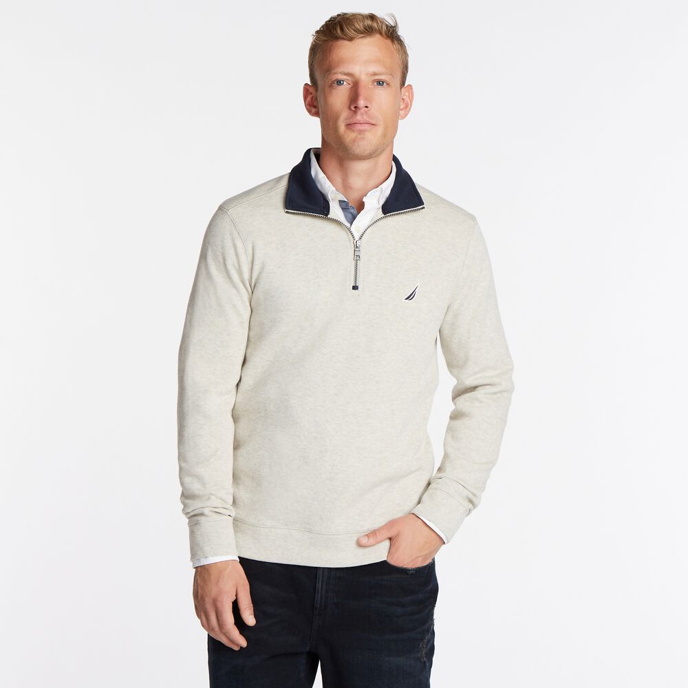 BRAND ICON QUARTER-ZIP PULLOVER,Oatmeal Heather,large