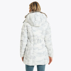 FAUX-FUR TRIMMED CAMOUFLAGE PARKA WITH REMOVABLE HOOD,Bright White,large