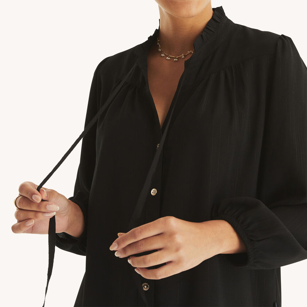 Tie-Front Shirt,True Black,large
