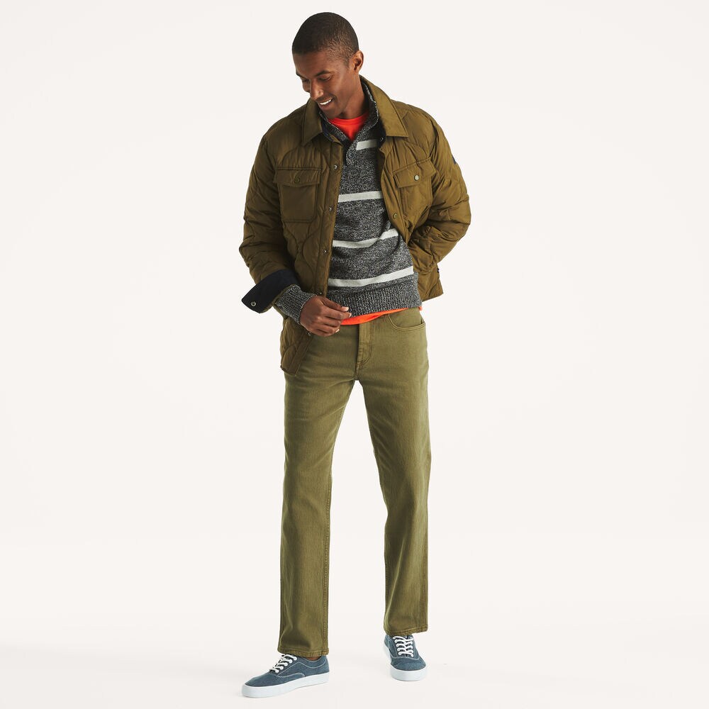 Striped Mock-Neck Sweater,True Black,large