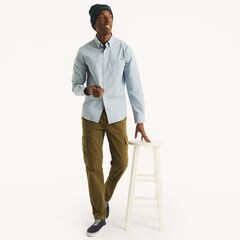 Slim Fit Wrinkle-Resistant Striped Shirt,Riviera Blue,large