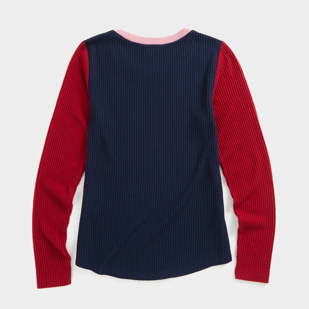 COLORBLOCK SCOOP NECK KNIT TOP,Stellar Blue Heather,large