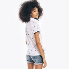 PRINTED SPLIT-NECK POLO,Bright White,large