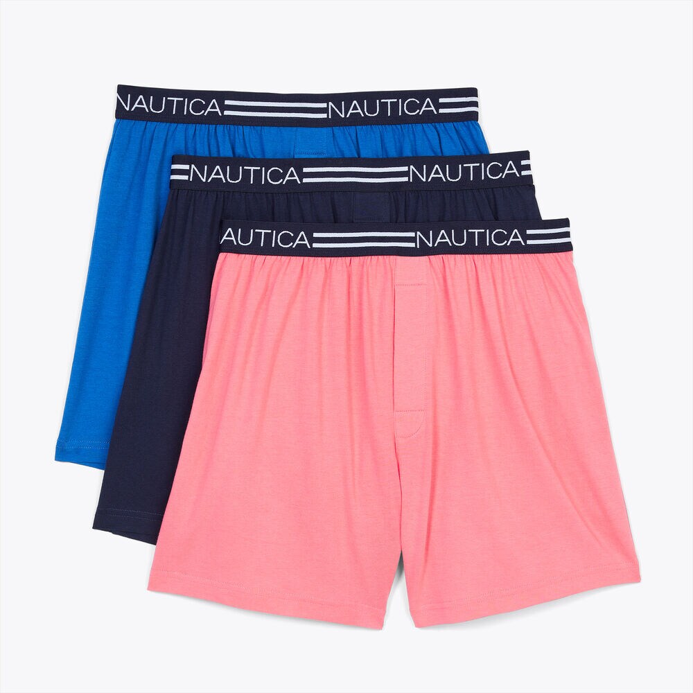 SOLID KNIT BOXERS, 3-PACK,Blue Dive,large