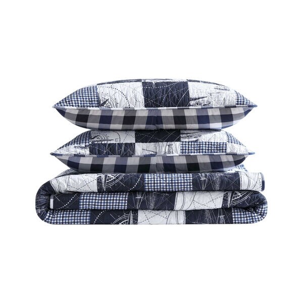 Sailor's Patchwork Blue Full/Queen Quilt Set