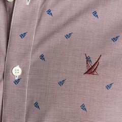 CLASSIC FIT WRINKLE-RESISTANT SAILBOAT PRINT SHIRT,Zinfandel,large