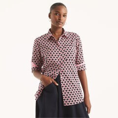 Printed Button-Down Shirt,Pink,large