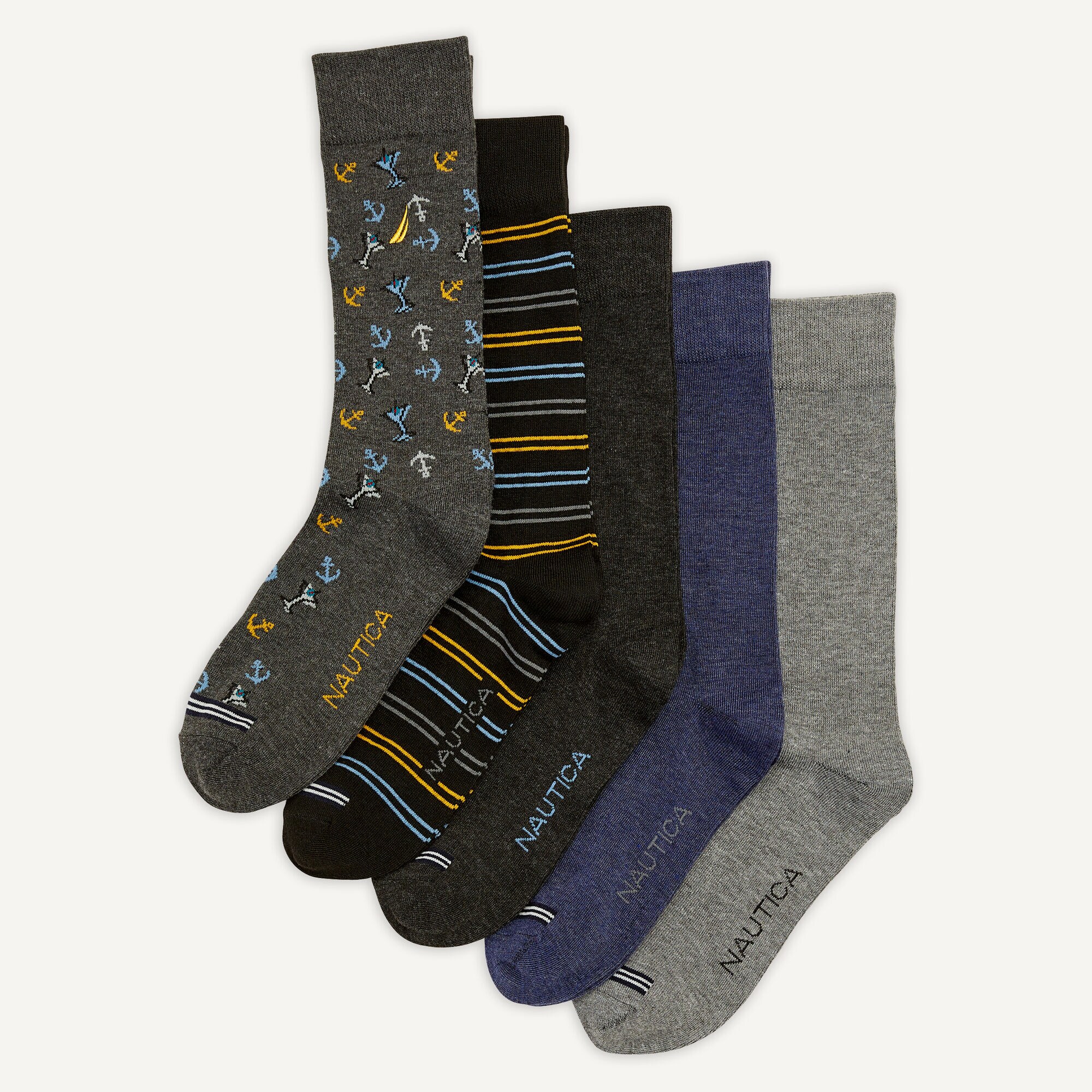 Dress Crew Socks, 5-pack,Multi,large