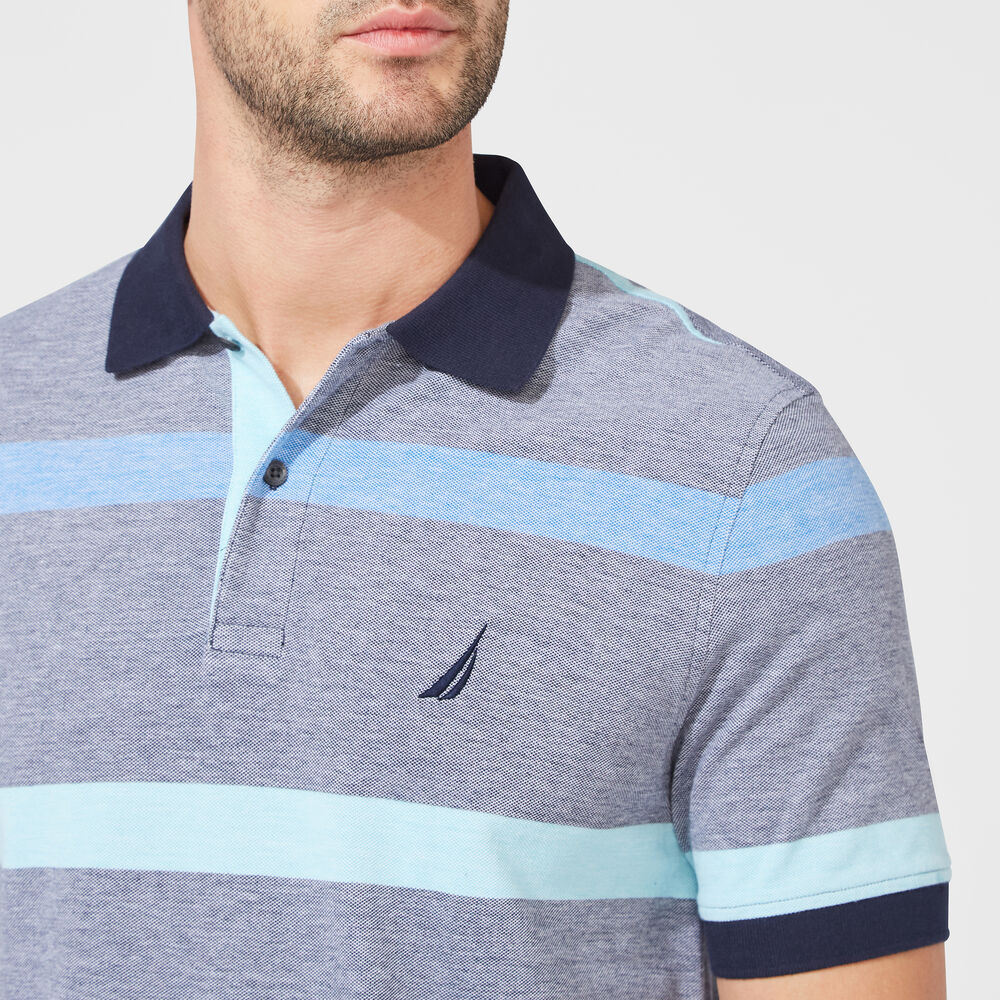 CLASSIC FIT STRIPE POLO,Navy,large