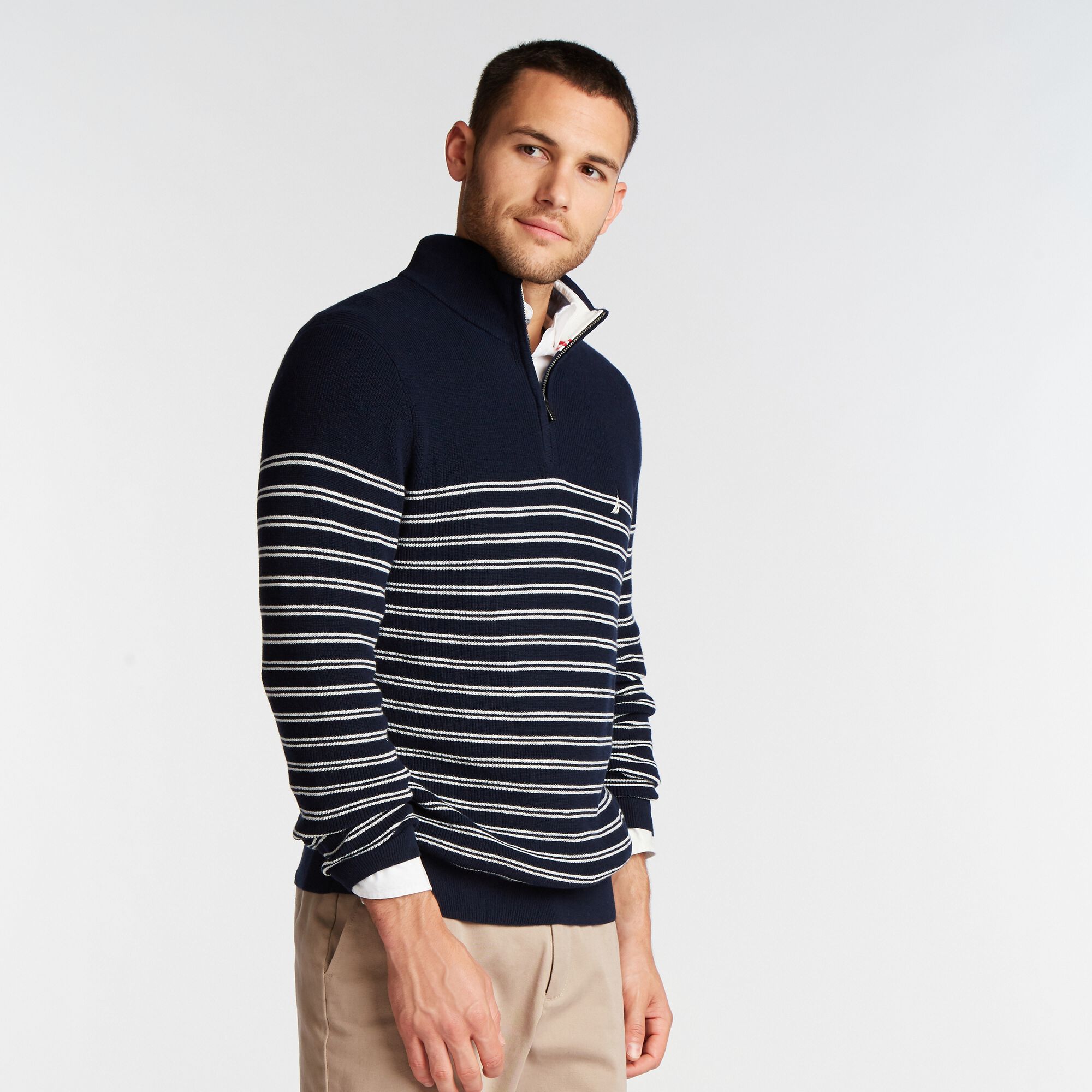 NAVTECH QUARTER-ZIP SWEATER,Navy,large