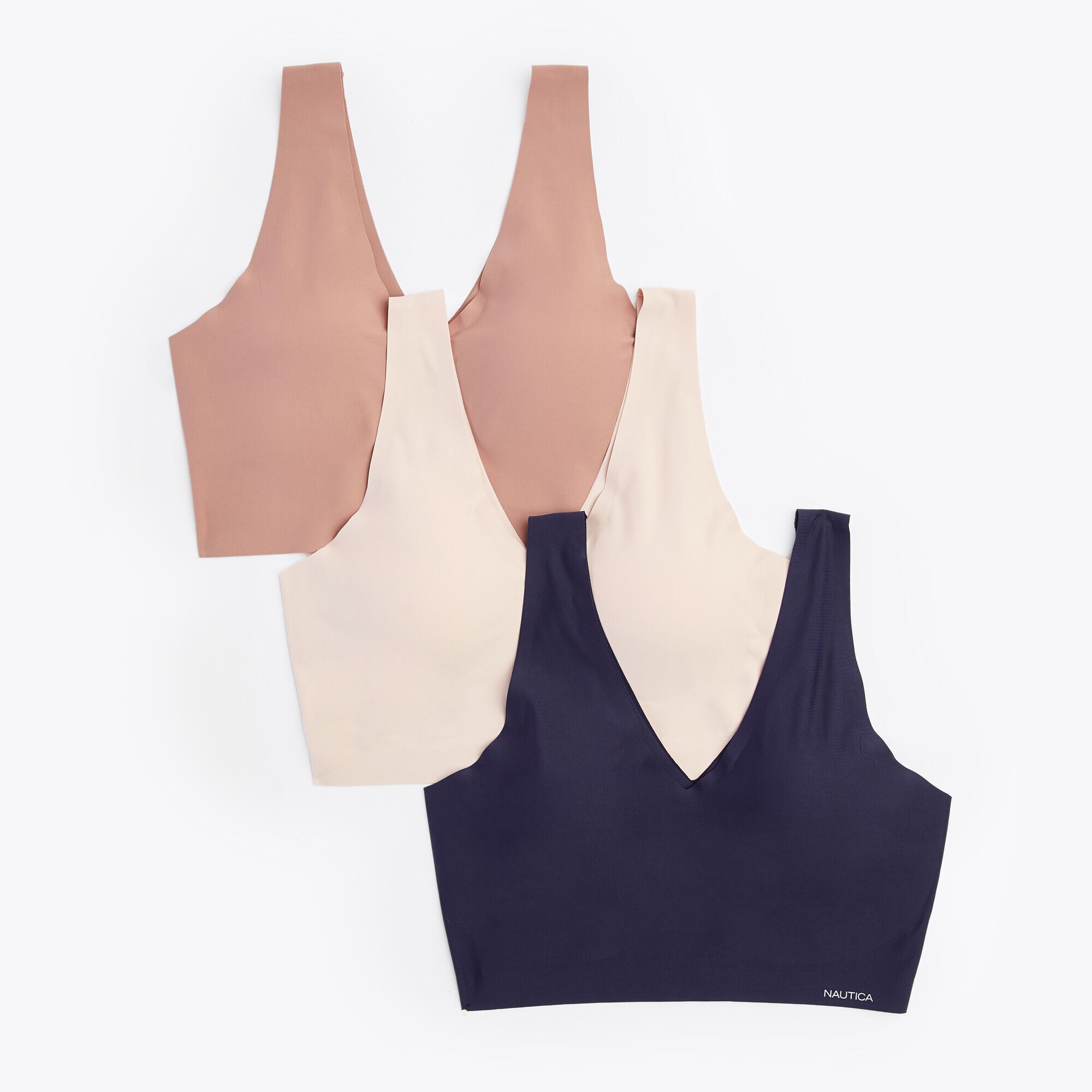 Laser-Cut Bralettes, 3-Pack,Dark Brown Heather,large