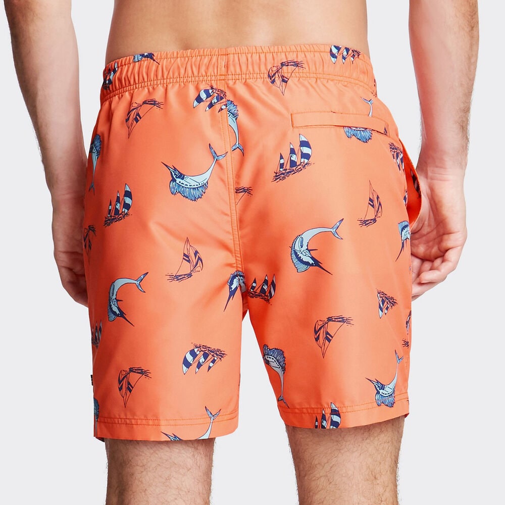 6" SWIM TRUNK IN MARLIN PRINT,Livng Coral,large