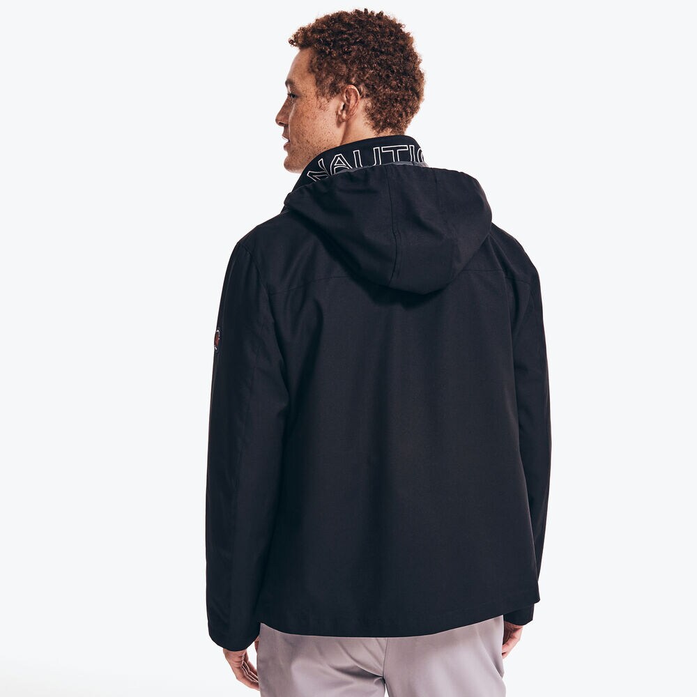 HOODED BOMBER JACKET,True Black,large