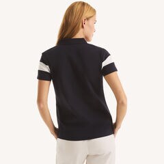 Colorblock Zip-Up Polo,Starlight Blue,large