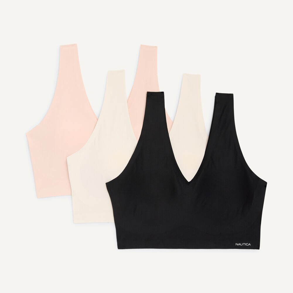 Laser-Cut Bralette, 3-Pack,Bow Burgundy,large