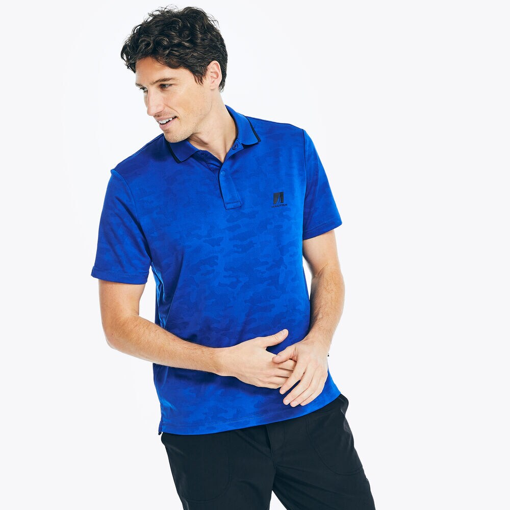 CLASSIC FIT PRINTED MESH POLO,Bright Cobalt,large