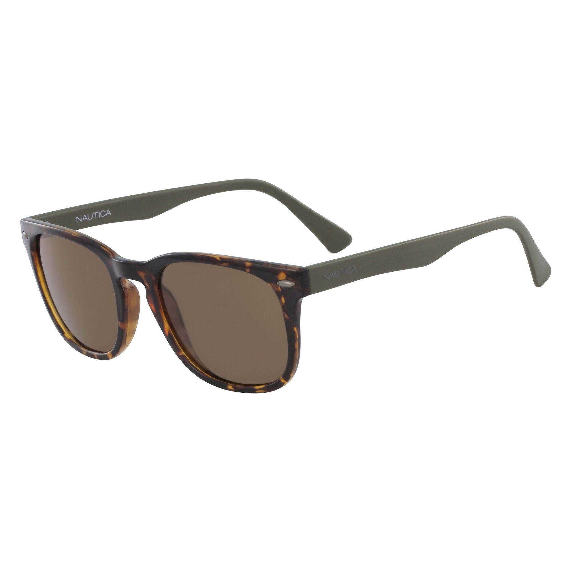 Squared Sunglasses with Tortoise Frame,Cream,large