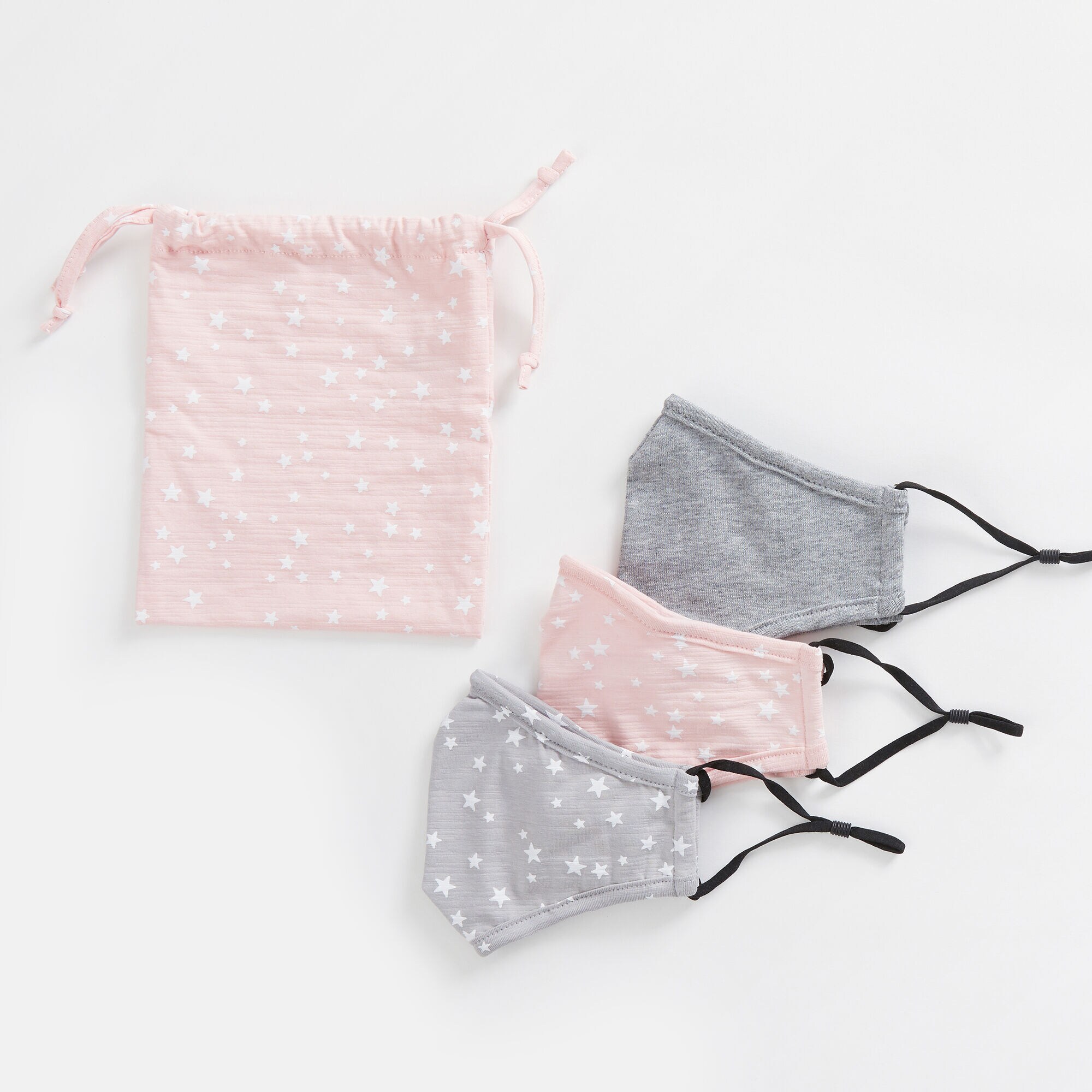 STAR PRINT AND SOLID REUSABLE FACE MASK, 3 PACK,Multi,large