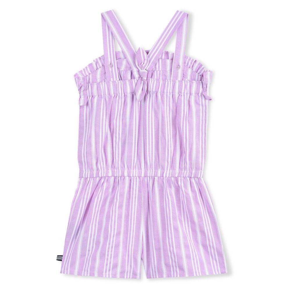 GIRLS' ROMPER IN OXFORD STRIPE,Tulip Pink.,large