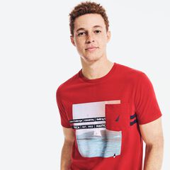 SUSTAINABLY CRAFTED GRAPHIC POCKET T-SHIRT,Nautica Red,large