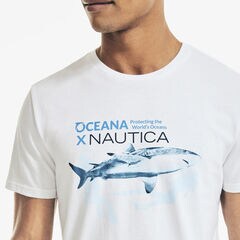 SUSTAINABLY CRAFTED NAUTICA X OCEANA SHARK GRAPHIC T-SHIRT,Bright White,large