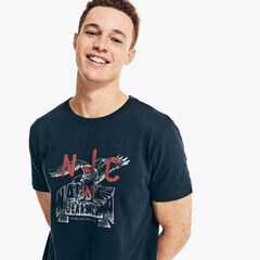 NAUTICA JEANS CO. EAGLE GRAPHIC T-SHIRT,Navy,large