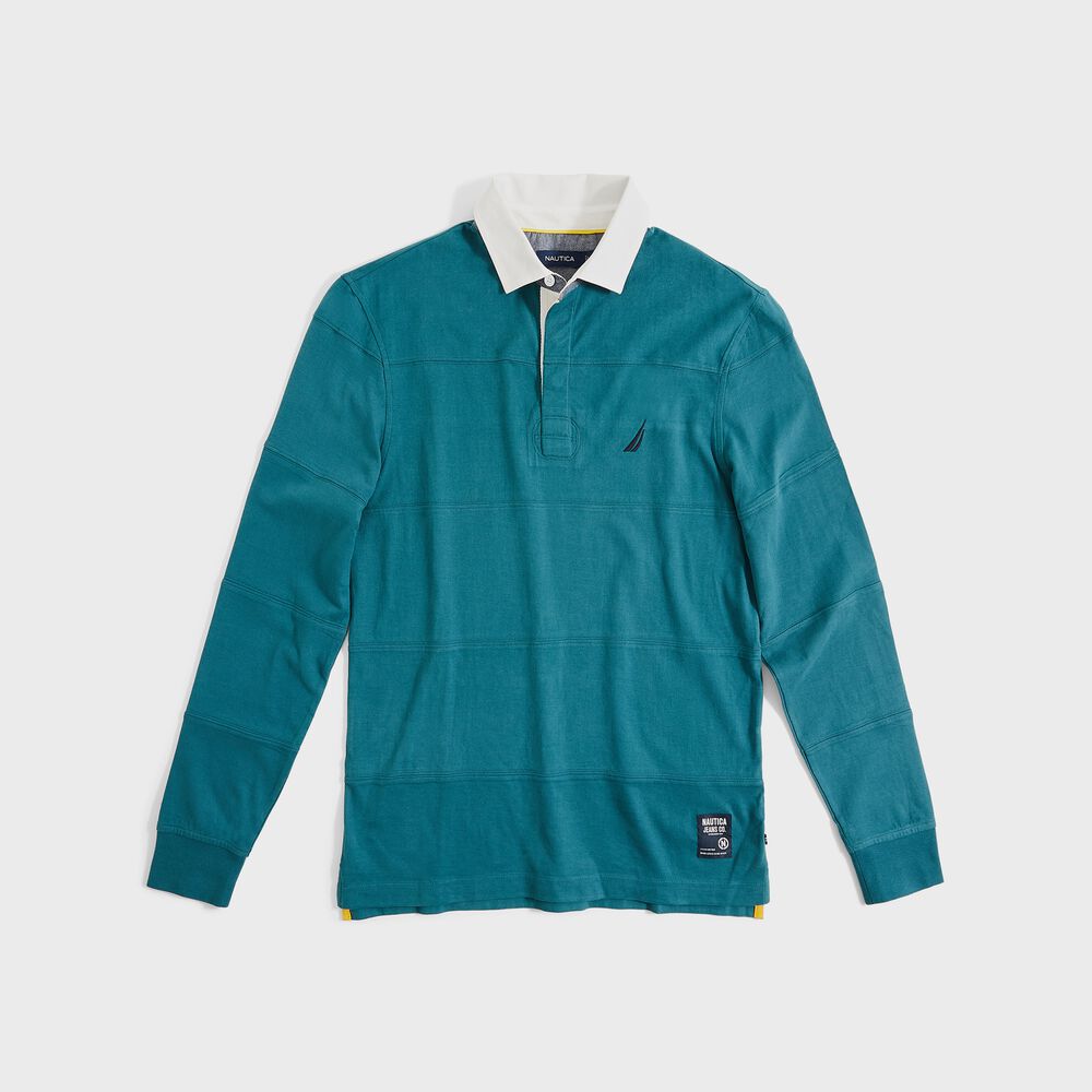 BIG & TALL CLASSIC FIT RUGBY POLO SHIRT,Evergreen,large