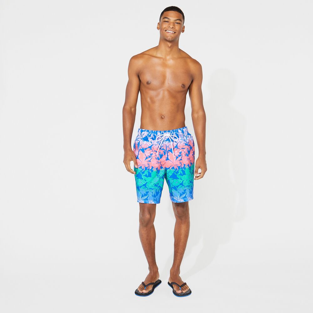 8" PERFORMANCE TROPICAL PRINT SWIM,Lapis,large