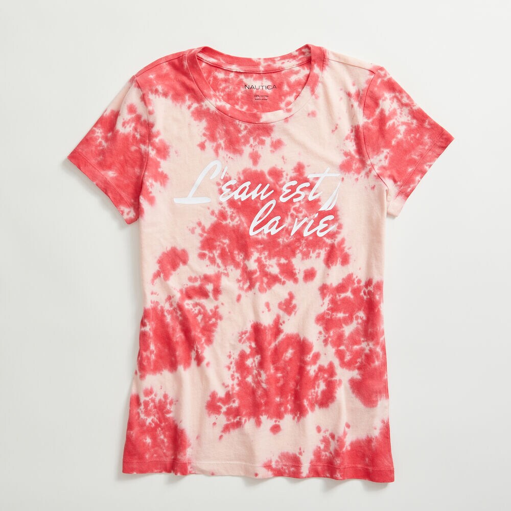 TIE DYE GRAPHIC PRINT T-SHIRT,Port Scarlet,large