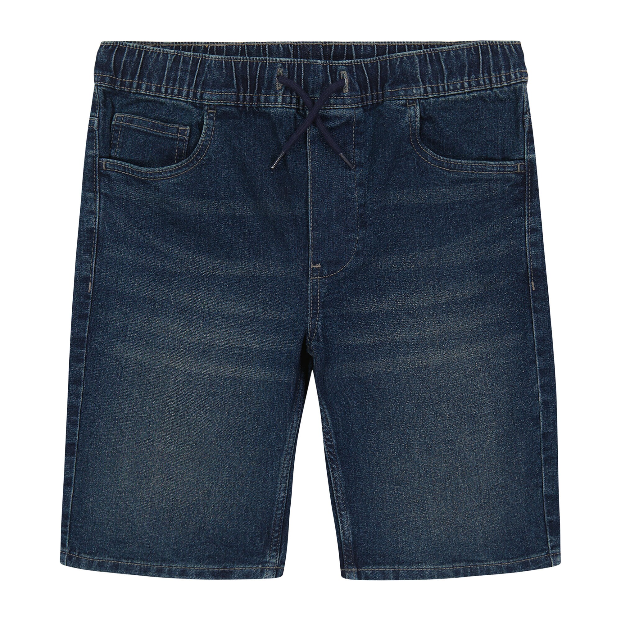 BOYS' PULL-ON DENIM SHORT (8-20),Deep Navy Heather,large