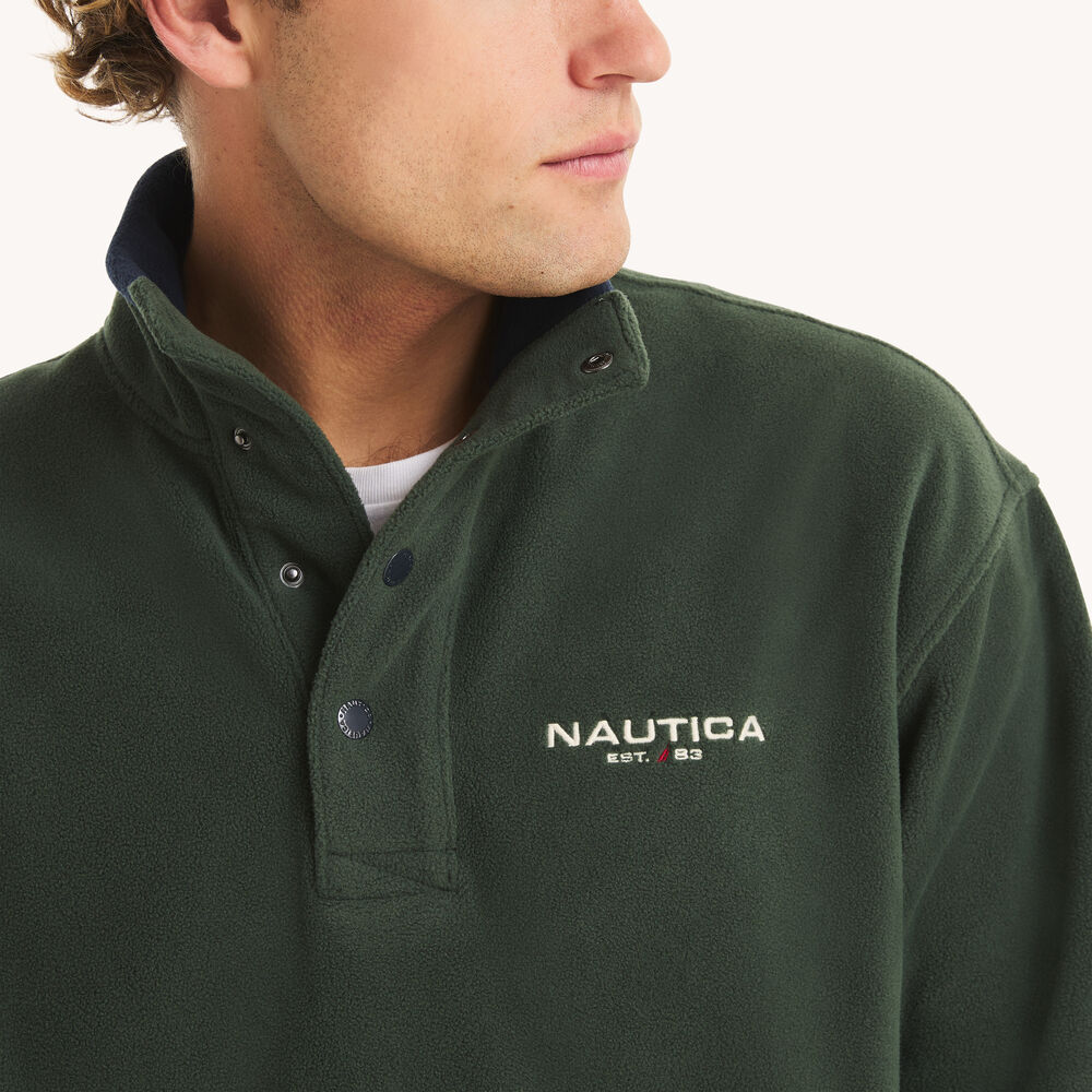 Nautex Fleece Mock-Neck Pullover,Galley Green,large