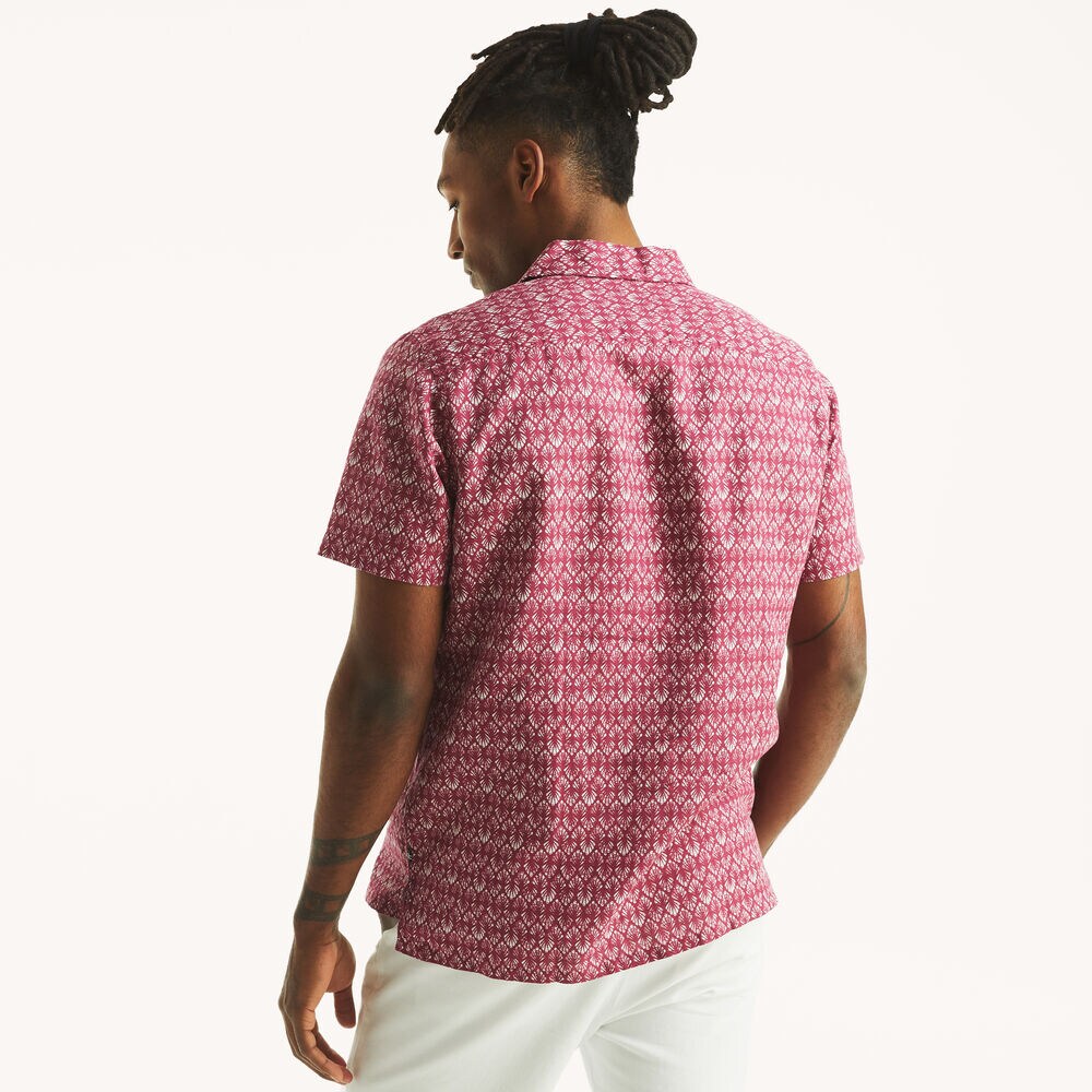 Printed Short-Sleeve Camp Shirt,Rescue Red,large