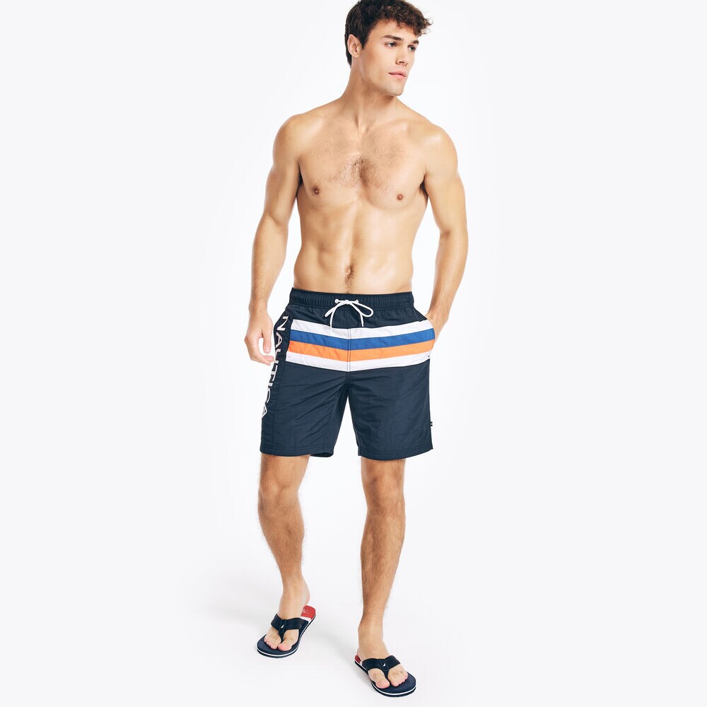 8" STRIPED QUICK-DRY SWIM,Navy,large