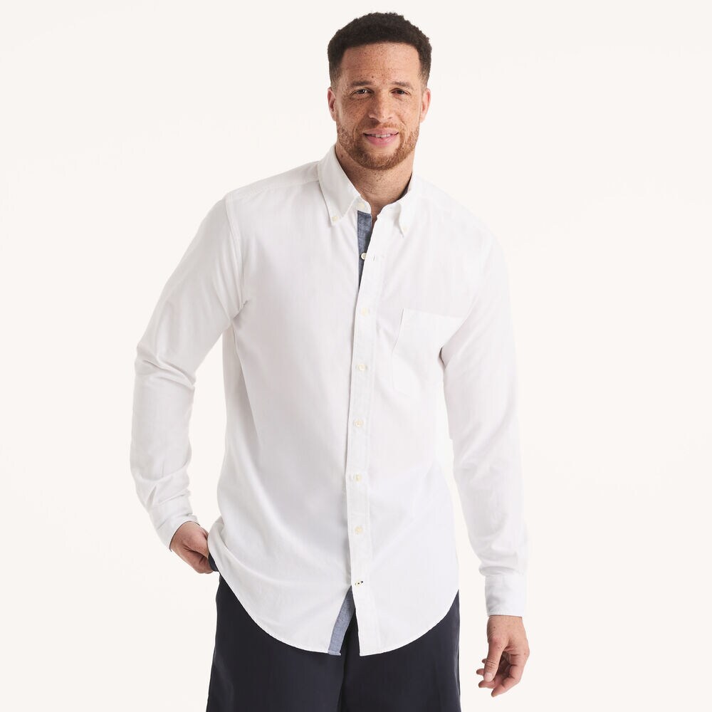 Big & Tall Anchor Solid Oxford Classic Fit Button Down,Bright White,large