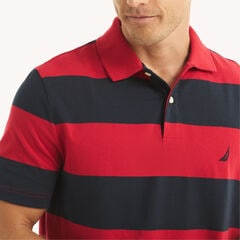 Classic Fit Striped Polo,Tango Red,large