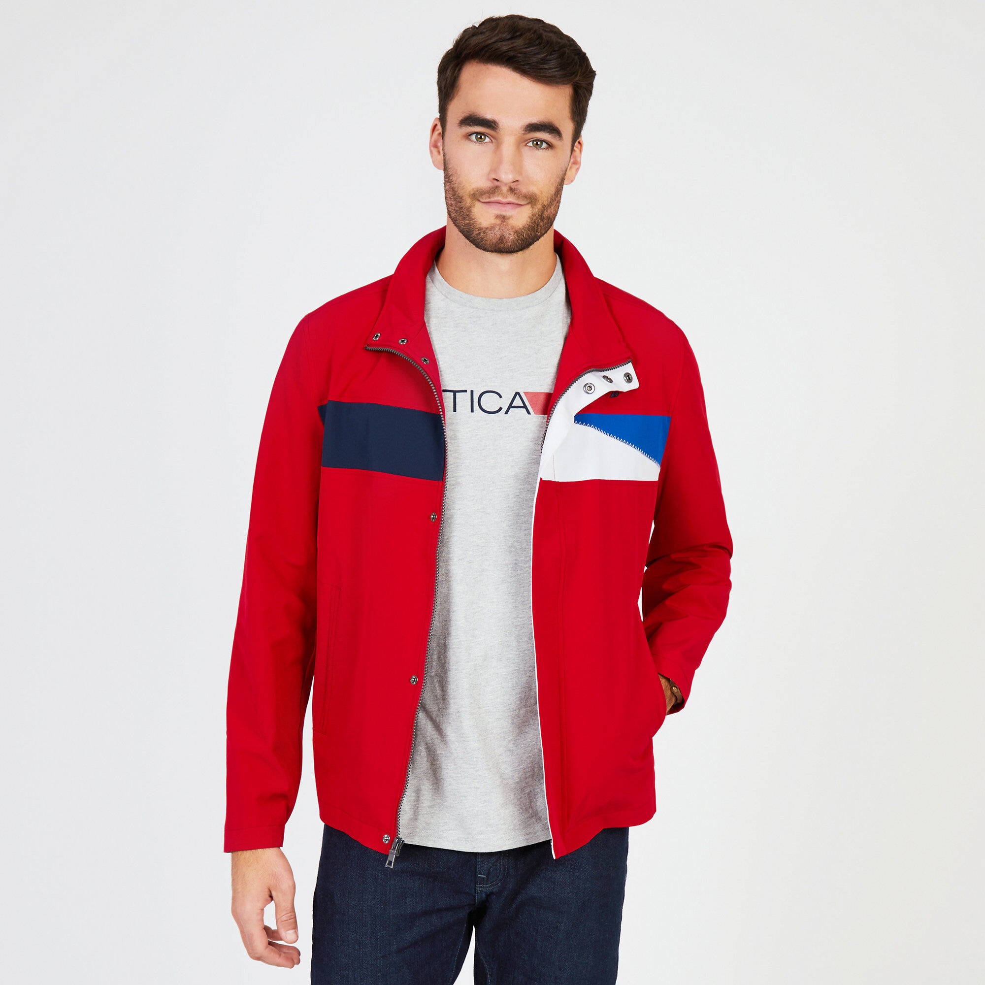 Water Resistant Signal Flag Jacket,Nautica Red,large