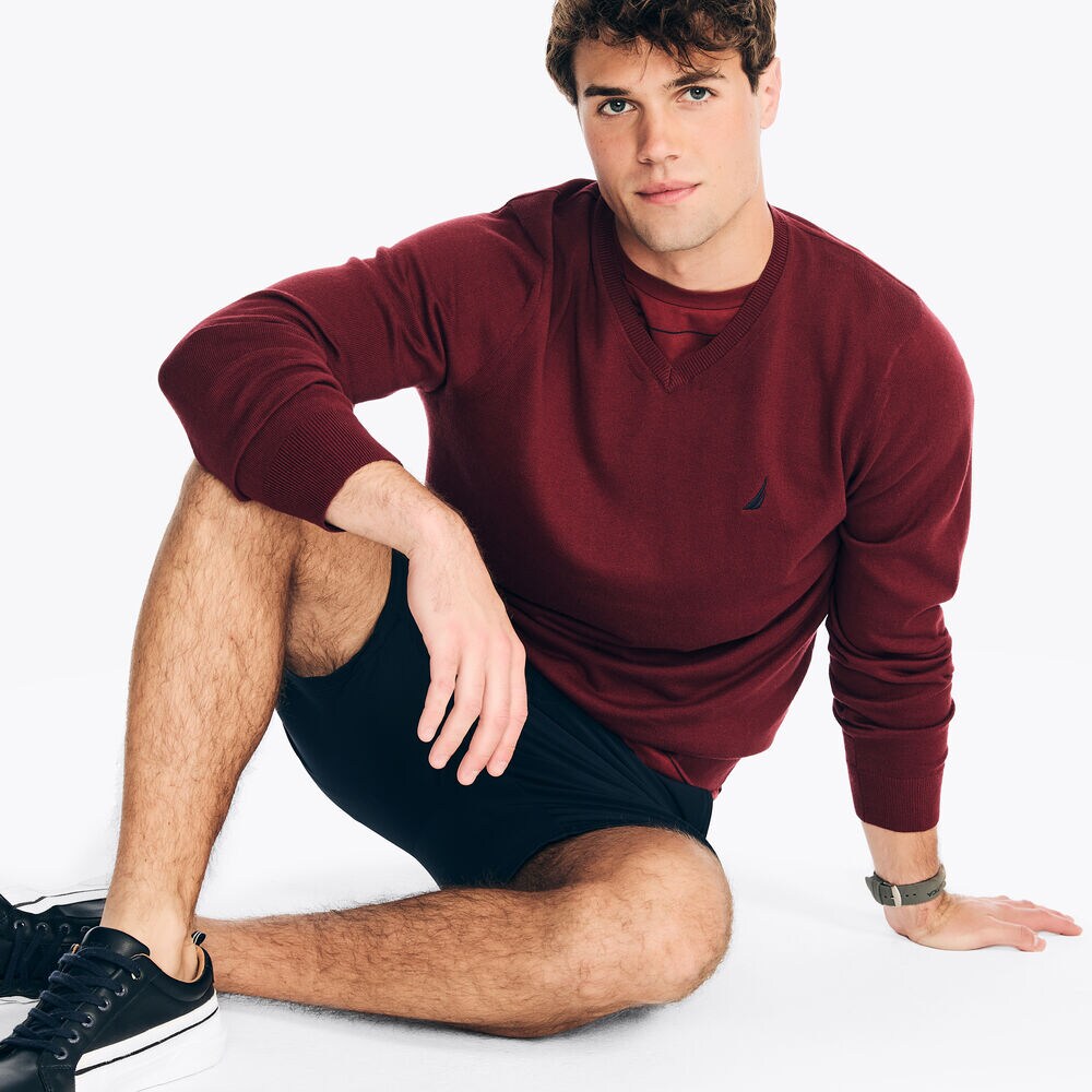 Navtech V-Neck Deck Sweater,Flamingo,large