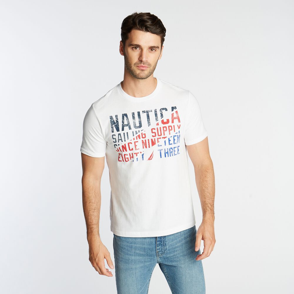 SAILING SUPPLY GRAPHIC T-SHIRT,Bright White,large